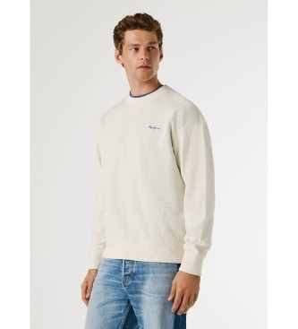 Pepe Jeans Felpa Geo Small Logo, color bianco sporco