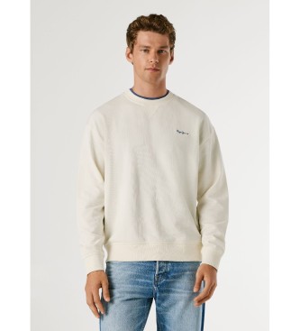 Pepe Jeans Felpa Geo Small Logo, color bianco sporco