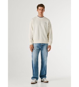 Pepe Jeans Felpa Geo Small Logo, color bianco sporco