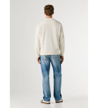 Pepe Jeans Felpa Geo Small Logo, color bianco sporco