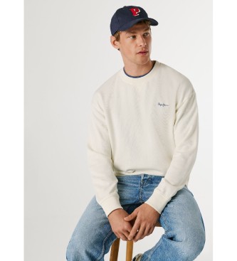 Pepe Jeans Felpa Geo Small Logo, color bianco sporco