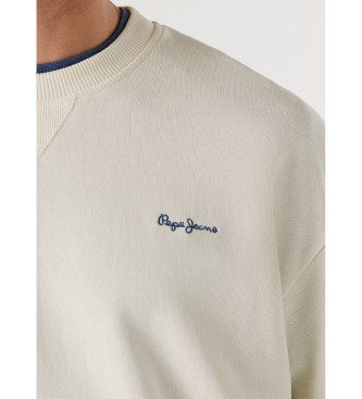 Pepe Jeans Felpa Geo Small Logo, color bianco sporco