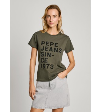 Pepe Jeans Camiseta logo estampado fit regular verde