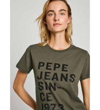 Pepe Jeans Camiseta logo estampado fit regular verde