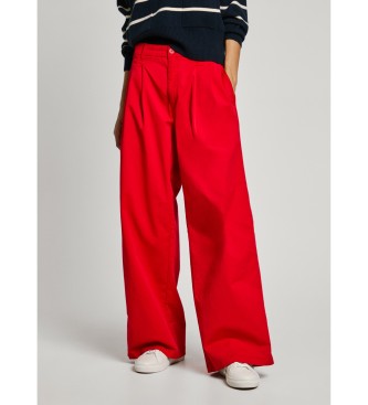 Pepe Jeans Chino broek wijde pijp Goa rood