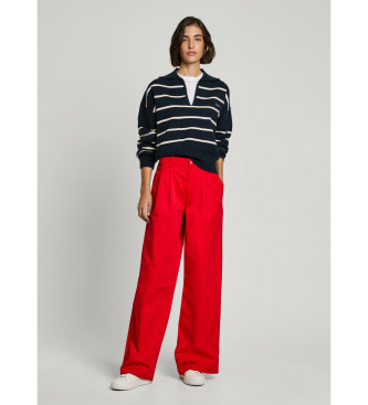 Pepe Jeans Chino Hose weites Bein Goa rot