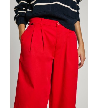 Pepe Jeans Chino broek wijde pijp Goa rood