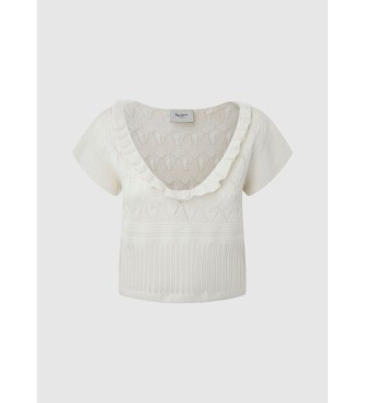 Pepe Jeans White openwork knitted top