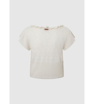 Pepe Jeans White openwork knitted top
