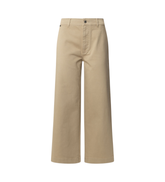 Pepe Jeans Tania beige broek met hoge taille