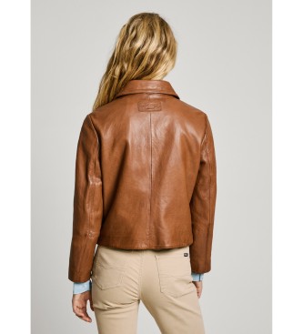 Pepe Jeans Hillary Brown Leather Jacket