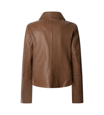 Pepe Jeans Hillary Brown Leather Jacket