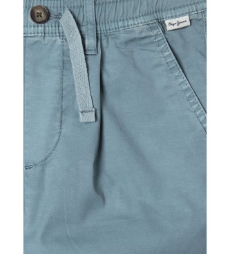 Pepe Jeans Blauwe rechte broek in stretch popeline