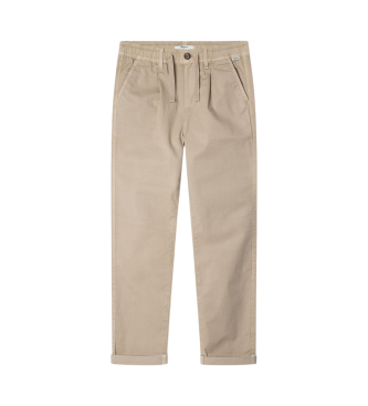 Pepe Jeans Beige raka byxor i stretchpoplin