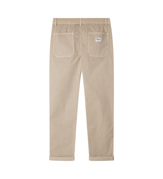 Pepe Jeans Pantaloni dritti in popeline elasticizzato beige