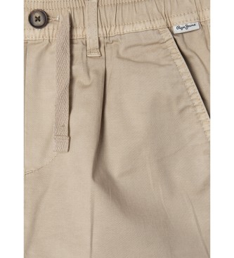 Pepe Jeans Pantalon droit en popeline stretch beige