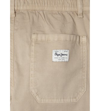 Pepe Jeans Pantalon droit en popeline stretch beige