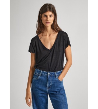 Pepe Jeans T-shirt com decote em V preto