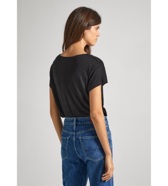 Pepe Jeans Majica z V-izrezom črna