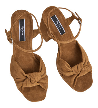 Pepe Jeans Brown Lenny Bow Sandals -Heel height 10cm