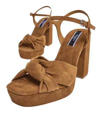 Pepe Jeans Brown Lenny Bow Sandals -Heel height 10cm