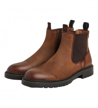 Pepe Jeans Logan Chelsea Leather Ankle Boots castanho