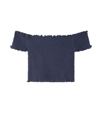 Pepe Jeans Maglia in jersey di cotone arricciato blu navy Marian