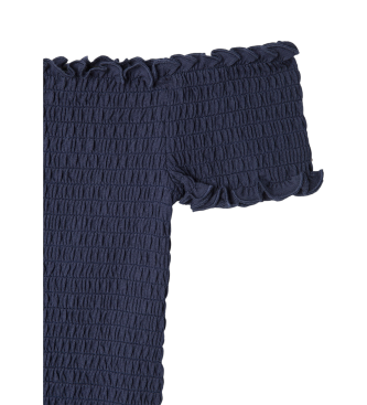 Pepe Jeans Maglia in jersey di cotone arricciato blu navy Marian