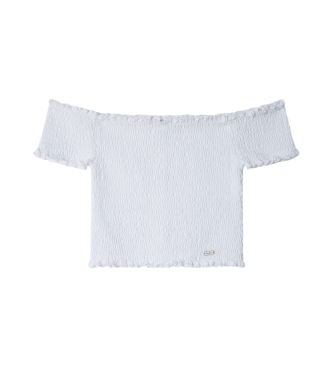 Pepe Jeans Top em camisola de algodo branco com folhos Marian