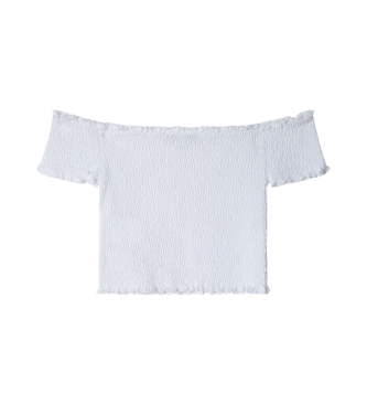 Pepe Jeans Top in white cotton jersey with ruffled ruffles Marian