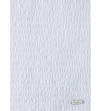 Pepe Jeans Maglia in jersey di cotone arricciato bianco Marian