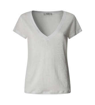 Pepe Jeans Megan T-Shirt mit kurzen rmeln und V-Ausschnitt wei