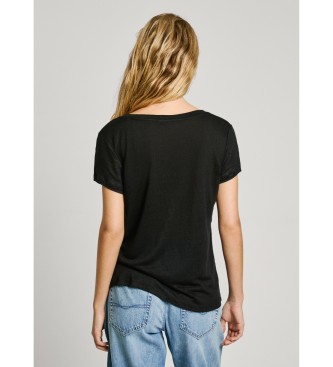 Pepe Jeans Megan kortrmet T-shirt med V-hals, sort