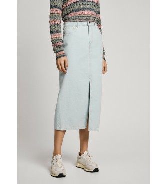 Pepe Jeans Midirok van blauwe niet-elastische denimstof