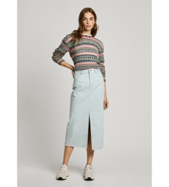 Pepe Jeans Midirok van blauwe niet-elastische denimstof