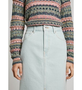 Pepe Jeans Midirok van blauwe niet-elastische denimstof