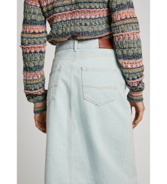 Pepe Jeans Falda midi en tejido denim no elstico azul