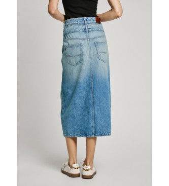 Pepe Jeans  Jupe midi en denim bleu non extensible