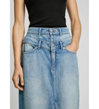 Pepe Jeans  Jupe midi en denim bleu non extensible