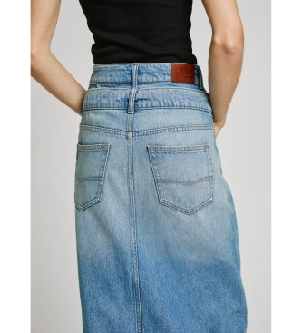 Pepe Jeans  Midikjol i bltt non-stretch denimtyg