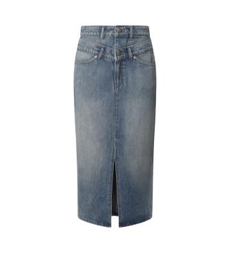 Pepe Jeans  Midi skirt in blue non-stretch denim fabric