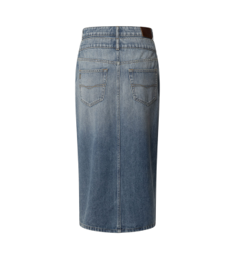 Pepe Jeans  Midi skirt in blue non-stretch denim fabric