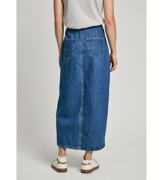 Pepe Jeans Midi skirt in blue non-stretch denim fabric