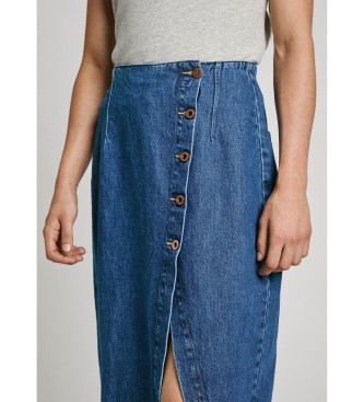 Pepe Jeans Jupe midi en denim bleu non extensible