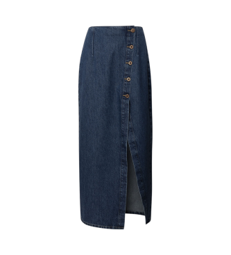 Pepe Jeans Midi skirt in blue non-stretch denim fabric