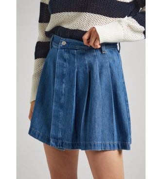 Pepe Jeans Blue Pleated Denim Skirt