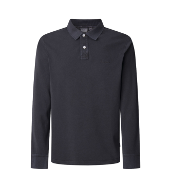 Pepe Jeans Slim fit piqu polo met lange mouwen zwart  