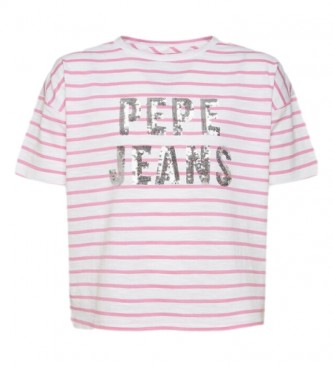 Pepe Jeans Rosa gestreiftes Nieves-T-Shirt
