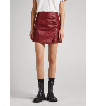 Pepe Jeans Maroon Noa leather skirt and trousers