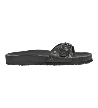 Pepe Jeans Sandalas anatmicas de piel Oban Studs negro